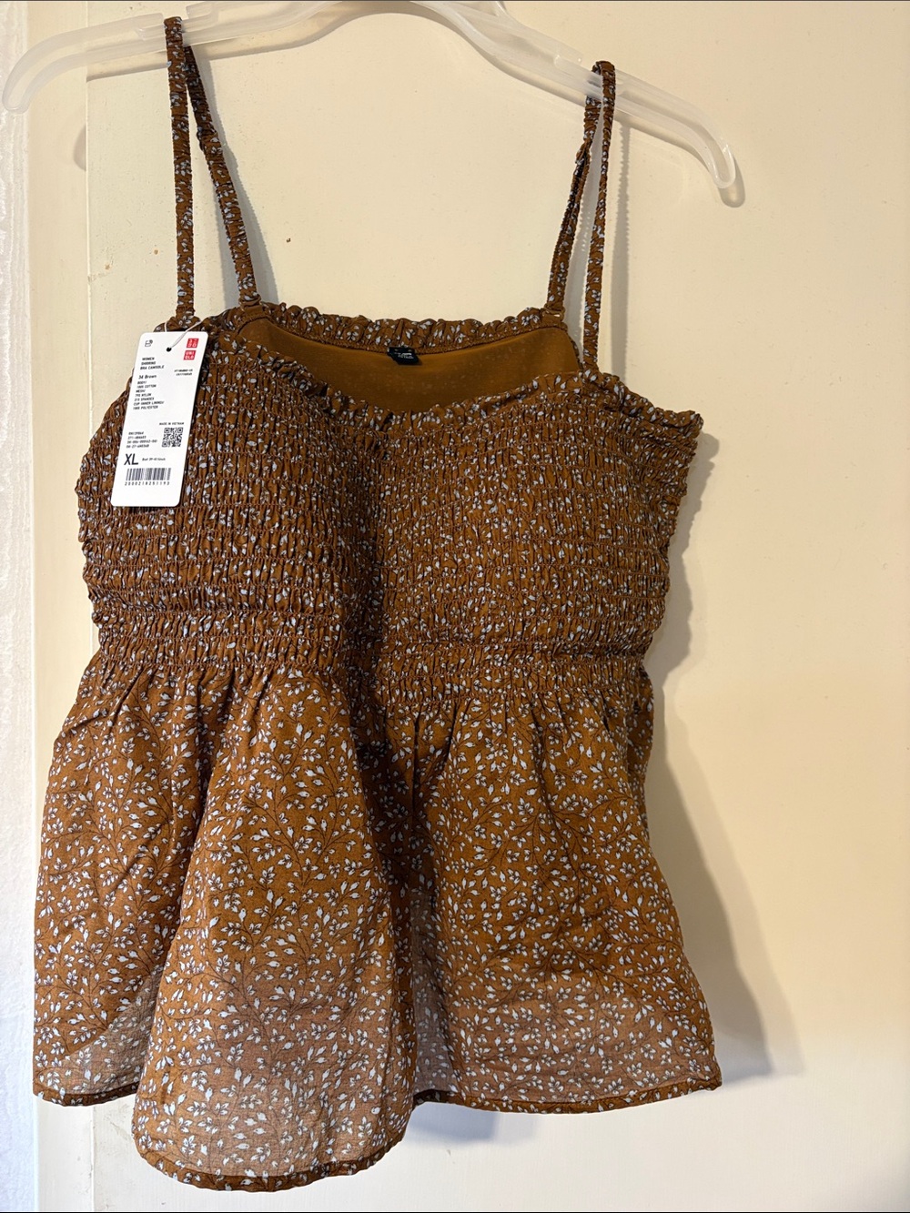 Uniqlo Brown Floral Shirred Camisole